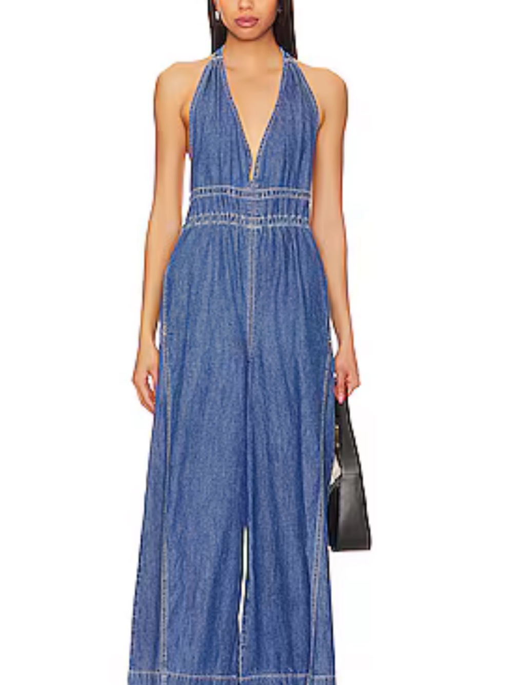 We The Free Blue Denim One-Piece Romper